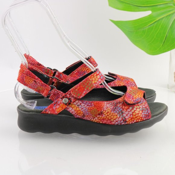 Wolky Women's Pitchu Adjustable Sandal Size 40 9 Red Multicolor Fantasy Comfy - Picture 5 of 11